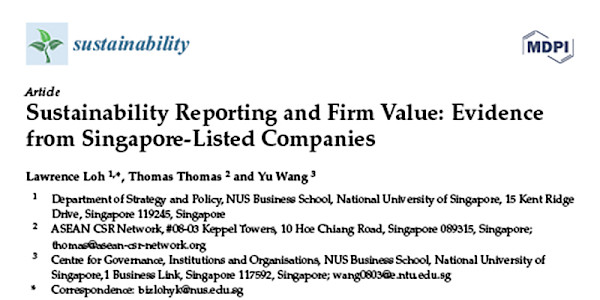 Sustainability Reporting and Firm Value: Evidence from Singapore-Listed Companies