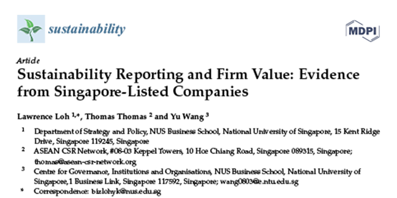 Sustainability Reporting and Firm Value: Evidence from Singapore-Listed Companies